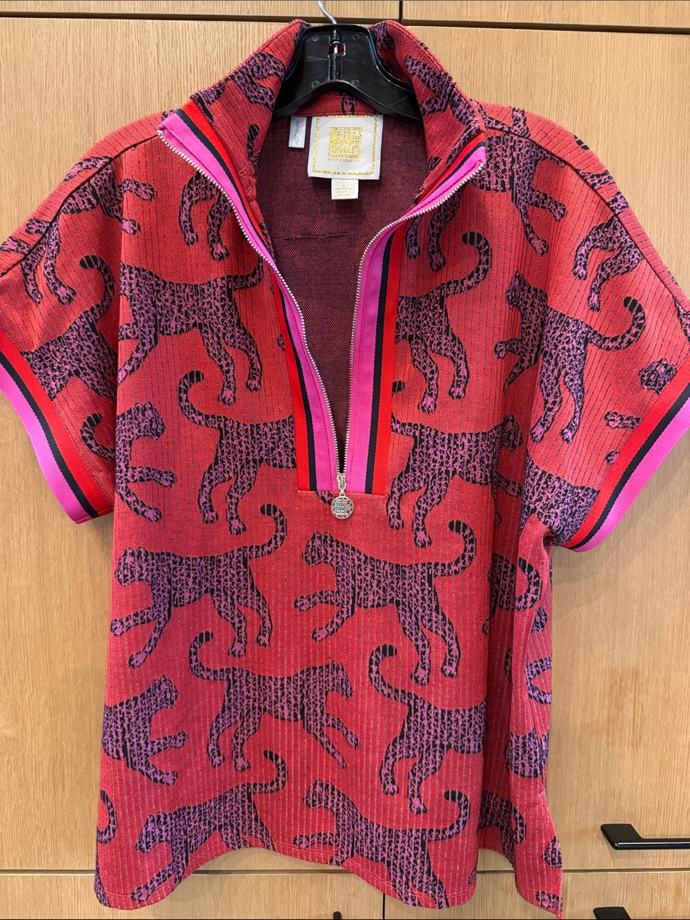 EMILY MCCARTHY Poppy Pullover- Leopard Jaguar Pullover Zippered Top Size Large - Picture 12 of 15